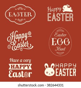 Easter vector typographic, headline and elements design for banner, greeting card set 1
