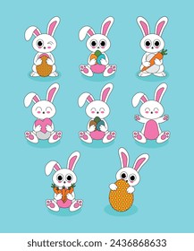 Easter Vectors Of 8 Cartoon Easter Bunny Rabbit For Easter Sunday