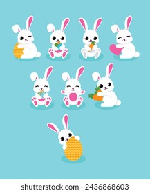 Easter Vectors Of 8 Cute Easter Bunny Rabbit For Easter Sunday