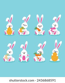 Easter Vectors Of 8 Kawaii Easter Bunny Rabbit For Easter Sunday