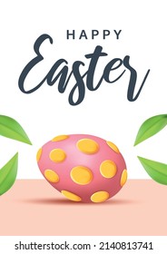 Tarjeta vertical de Pascua. Cartel de la bienvenida de Pascua con huevos y hojas.
