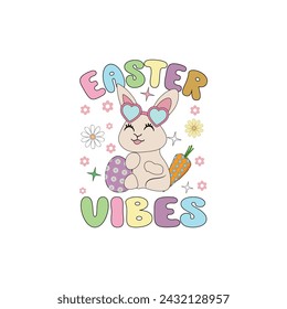 Easter Vibes, Happy Easter Tshirt, Easter Vector, Retro Easter Sublimation
