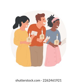 Easter Vigil isolated cartoon vector illustration. People attending Easter Vigil celebration, standing with candle, religious festivals, holy days, orthodox tradition vector cartoon.