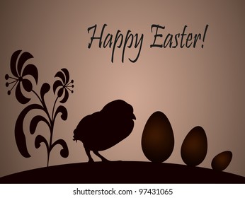 Easter vintage background with little chicken eggs