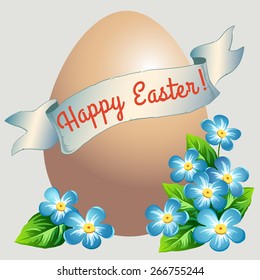 Easter vintage card with egg and ribbon 