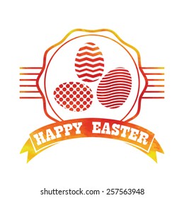 Easter vintage label. Watercolor effect. Vector illustration.