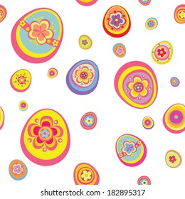 Easter wallpaper with funny colorful eggs