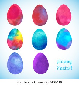 Easter watercolor background  with eggs.Perfect for  invitations, posters and easter cards