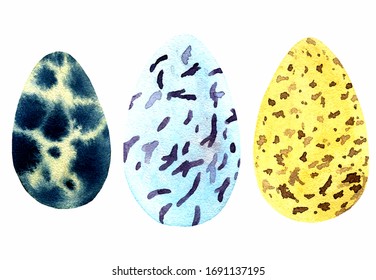 easter watercolor eggs collection, vector