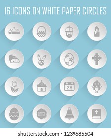 easter web icons on white paper circles