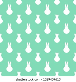 Easter white bunnies seamless pattern. Vector illustration.