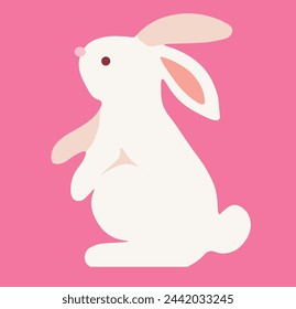 Easter white bunny holiday vector illustration 