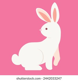Easter white bunny holiday vector illustration 