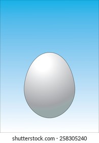 Easter white egg on a blue background