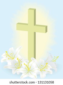 Easter white lily and cross
