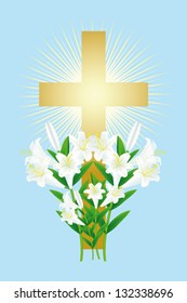 easter white lily and cross