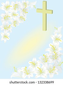 easter white lily and cross