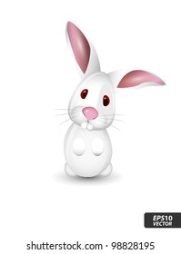 Easter White Rabbit | Editable vector Illustration