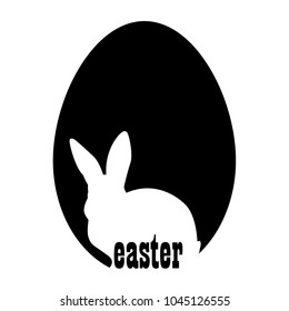 Easter The white rabbit symbol on black egg