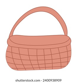 easter wicker basket hunting eggs icon element vector illustration