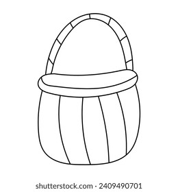 easter wicker cesta huevos de caza ícono línea doodle ilustración vectorial
