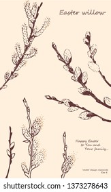 Easter willow. Vector set of design elements. Eps 8.