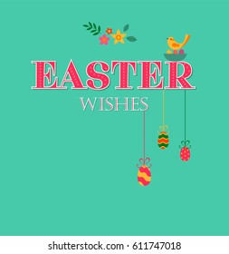 Easter wishes card. Vector illustration. 