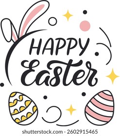Easter Wishes Typography Art with Bunny and Egg Decorations