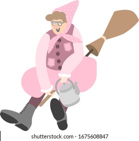 Easter Witch flying on a broomstick to Blockula (Blåkulla). Swedish tradition. vector illustration