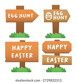 Easter Wooden Sign Board Vector Illustration