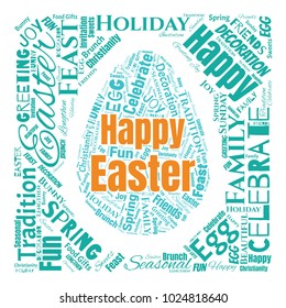 Easter Word Cloud Collage. Good Wishes Vector Illustration