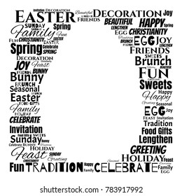 Easter Word Cloud Collage. Good Wishes Vector Illustration