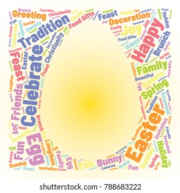 Easter Word Cloud Collage. Good Wishes Vector Illustration