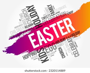 Easter word cloud collage, holiday concept background