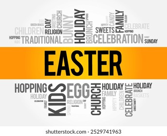 Easter word cloud collage, holiday concept background
