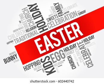 Easter word cloud collage, holiday concept background