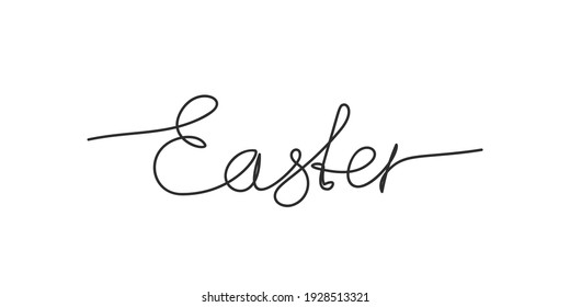 Easter word handwritten inscription Continuous one line drawing, Text made of thin line. Hand drawn vector minimalist illustration, Design element for Easter holidays