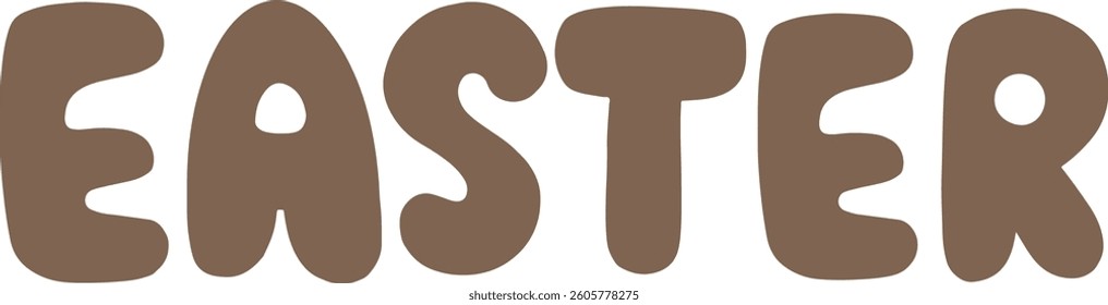 Easter Word Letters Brown Clip Art