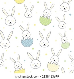 Easter wrapping paper. Background with bunnies and eggs. Vector