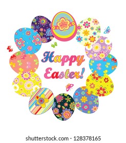 Easter wreath with colorful eggs