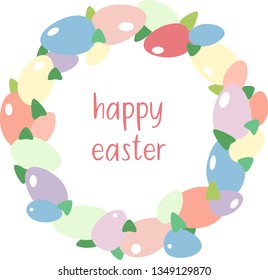 Easter wreath. Cute holiday postcard for easter