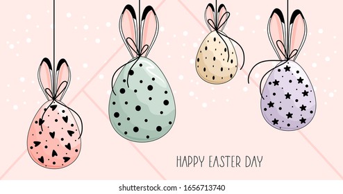 Osterkranz mit Blumen, Ästen und Eiern. Einschreibung Frohe Ostern Tag. Für Textilien, Postkarten und Bildschirmhintergründe.
 Druck auf Stoff, Papier, Karten, Einladungen.