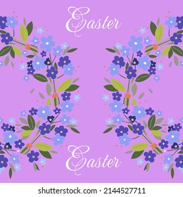 Easter wreath of forget me not flowers and leaves in a rustic style card