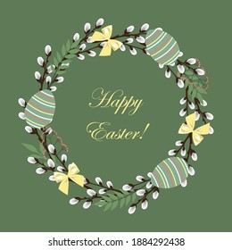 La corona de Pascua. Feliz Pascua. Elementos de diseño para volantes, carteles, tarjetas.