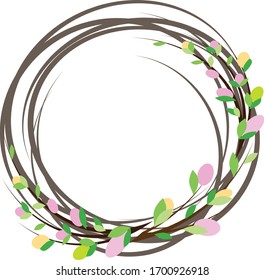 Corona de Pascua con flores de primavera