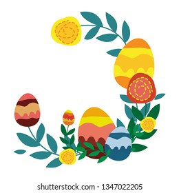 easter wreath for vector twigs and greetings with easter