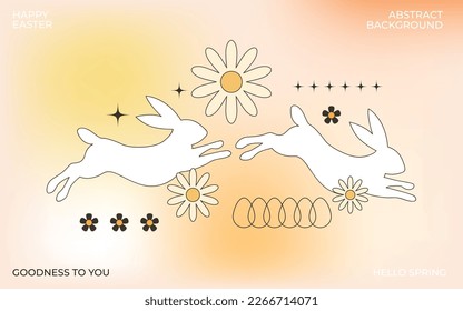 Easter y2k 70s background in trendy retro psychedelic style