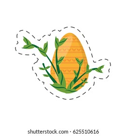 easter yellow egg branch plant - cut line
