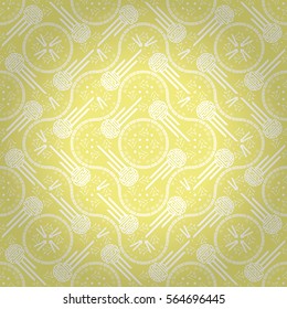 Easter yellow soft brown ornamental seamless pattern in chinese fireworks style. Hieroglyph translation: Chinese New Year of the Rooster 2017