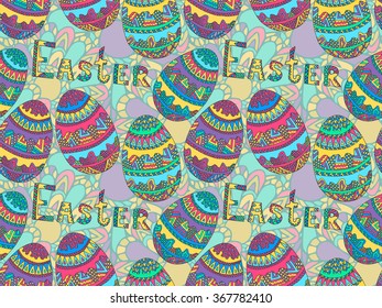 Easter zentangle eggs pattern. Ethnic creative pattern. Spring Easter holiday. Vector illustration can be used for web design, surface textures, printed productes and other.